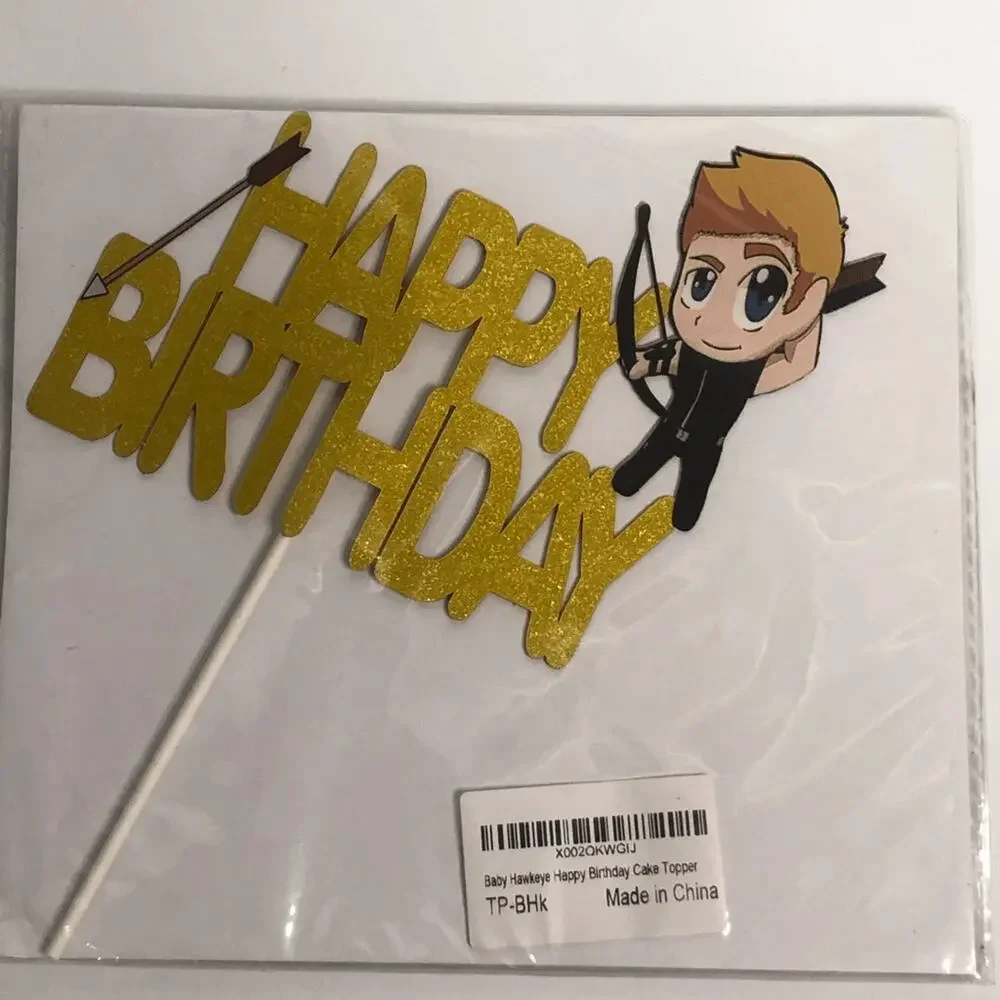 gold glitter baby hawkeye happy birthday cake topper the avengers super hero par